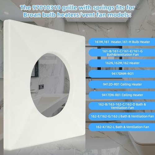 S97010319 Grille with Springs for Broan Heat Lamp Cover Bathroom Ceiling - Image 4
