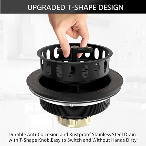 Kitchen Sink Drain Assembly 3-1/2 Inch Bronze Stainless Steel Kitchen Drain - Image 2