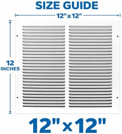 12x12 Air Return Vent Cover, Solid Steel White, 10 Pack - Image 4