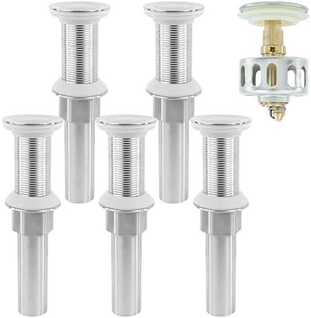 Bathroom Sink Drain, 5 Pack Drain Stopper Without Overflow, Small Cap Pop Up by Rackickyer