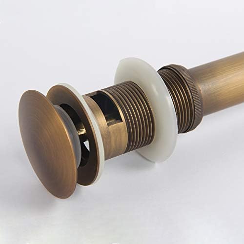 Flybath Sink Drain with Overflow Large Pop Up Antique Brushed Brass - Image 3