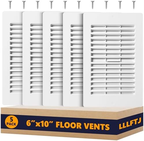 Floor Vent Covers, Floor Register 6x10, 5 Pack Adjustable Plastic Vent Covers by Unknown