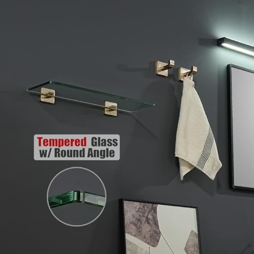 JQK Bathroom Glass Shelf, Floating Tempered Glass Shower Storage 16 by 5 inches - Image 6
