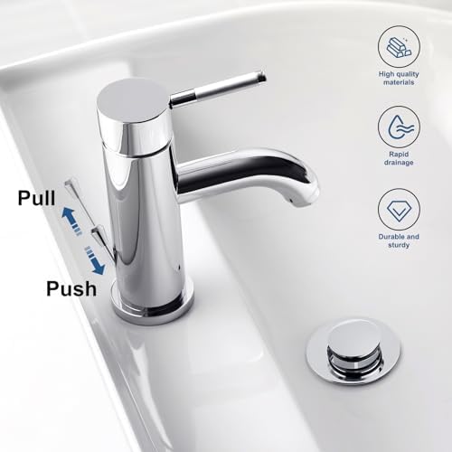 ZM Bathroom Sink Drain Assembly, Brass Pop Up Drain - Image 3