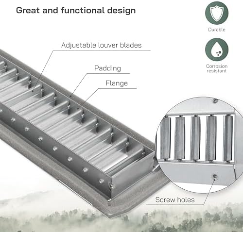 Vent Systems 25" x 5" Inch Galvanized Steel Louvered Air Return Vent Cover - Image 3