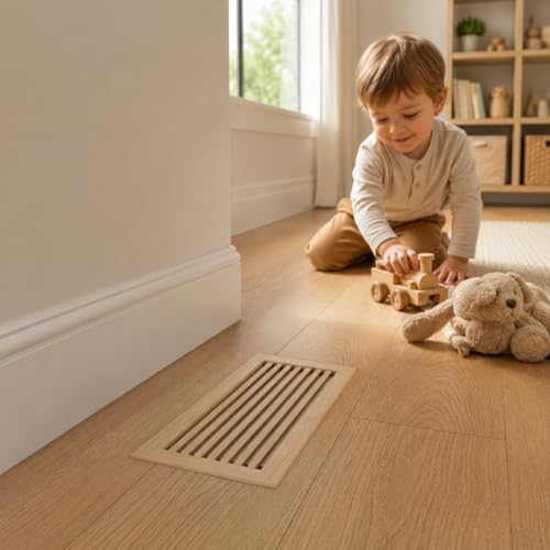 WELLAND® 8 Inch x 16 Inch Red Oak Hardwood Register Cold Air Return Wall Vent - Image 6