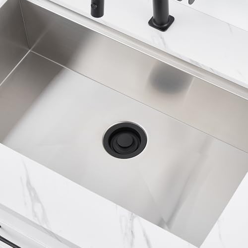 Luxier GD02-M Kitchen Sink Garbage Disposal Flange and Stopper in Matte Black - Image 4