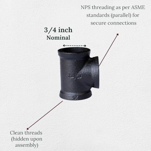 Tee 3/4" Pipe Fitting – Industrial Threaded Black Iron Pipe Fitting - Image 3