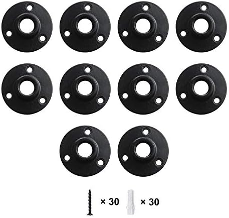 GeilSpace 1/2" Floor Flange, 10 Pack Black Malleable Iron Pipe Fittings by GeilSpace