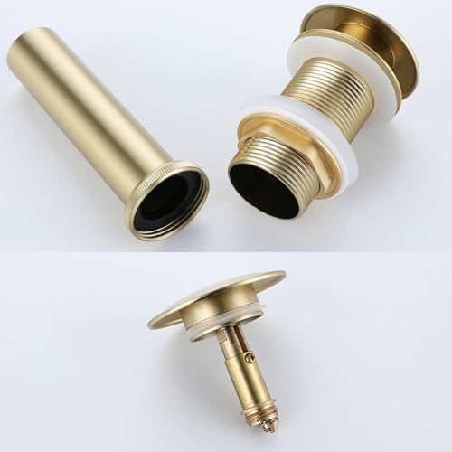 RANDOM Brushed Gold Sink Drain Stopper Without Overflow Bathroom Pop Up Drain - Image 6