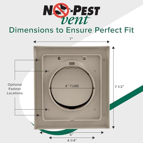 NO-PEST VENT Dual Door Dryer Vent Cover 4 Inch Outdoor, Made in USA, Highest - Image 5