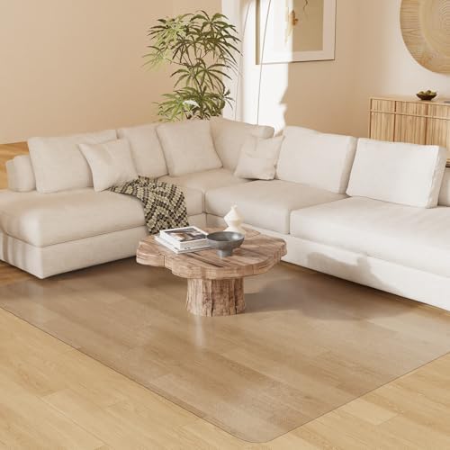 8'×12' Frosted Clear Floor Mat, Plastic Area Rug Protector Cover by BelleCosy