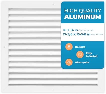 Aluminum 16 x 14 Inch Cold Air Return Vent Cover, Rustproof AC Transfer Grille by Air360