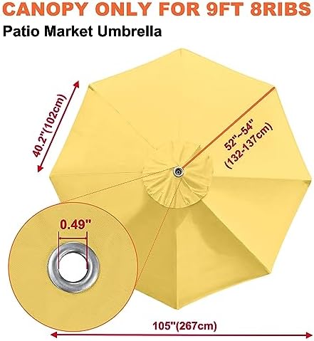 EliteShade USA 9FT Patio Umbrella Replacement Covers 8 Ribs Market Umbrella - Image 3