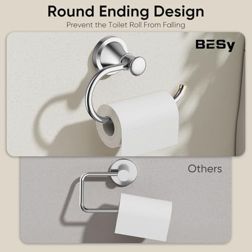 BESy Toilet Paper Holder Wall Mount Bathroom Tissue Holder Polished Chrome - Image 3