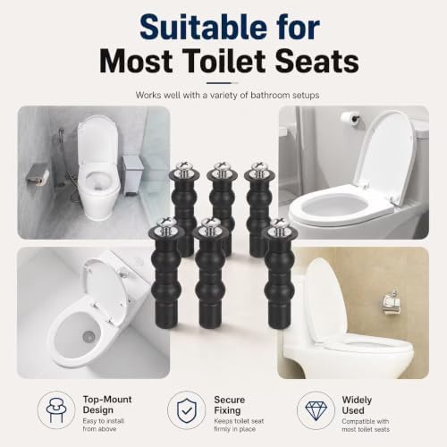 Toilet Seat Screws Replacement Kit, Universal Top Mount Bolts, 6 Pack - Image 5