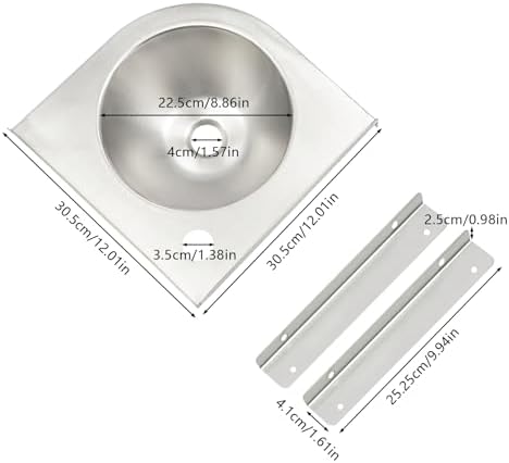Small Corner Bathroom Sink, Stainless Steel Wall Mount Vessel Sink, Single Bowl - Image 2