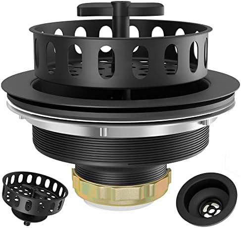 Black Sink Drain Strainer 3-1/2 Inch, Kitchen Sink Drain Assembly Kit by Exakey