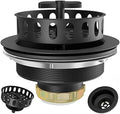 Black Sink Drain Strainer 3-1/2 Inch, Kitchen Sink Drain Assembly Kit by Exakey