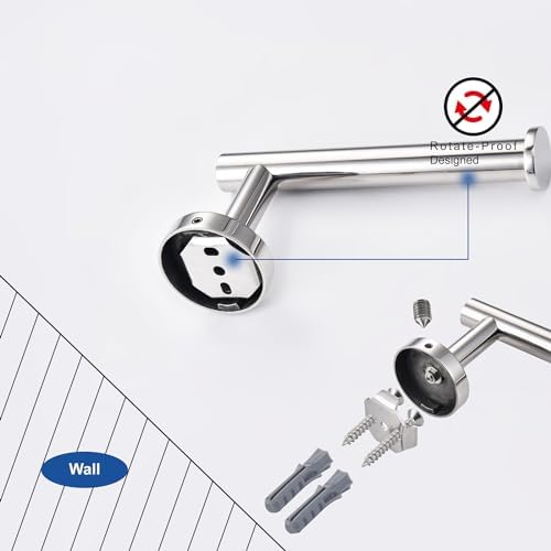 TASTOS Polished Chrome Toilet Paper Holder SUS304 Stainless Steel, Modern Round - Image 6