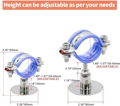 AKIHISA 2 Pcs 304 Stainless Steel Pipe Supports, Wall Mount Ceiling Mount Pipe - Image 2