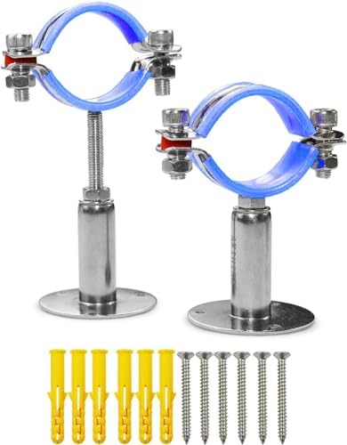 AKIHISA 2 Pcs 304 Stainless Steel Pipe Supports, Wall Mount Ceiling Mount Pipe by AKIHISA