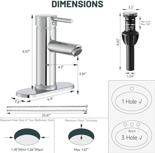 2 Pack Bathroom Faucet for 1 or 3 Holes - Image 2