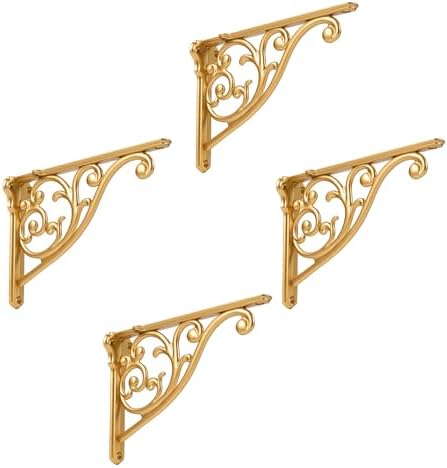 Shelf Brackets 4 Inch 4 Pack Heavy Duty Antique Gold Wall Bracket Victorian by khtumeware