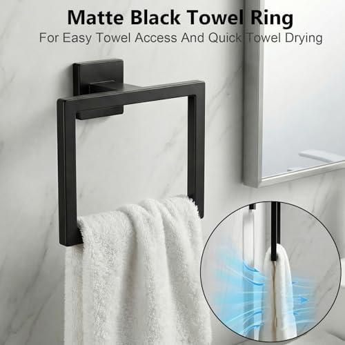 Tudoccy 10-Piece Matte Black Bathroom Hardware Set, 24in SUS304 - Image 5