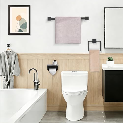 TURS Bathroom Hardware Set Black 4-Piece Towel Bar Set Include 24 Inch Towel - Image 6