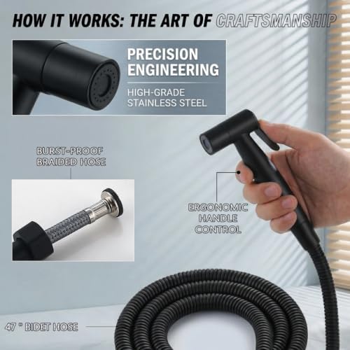 BARROCK Handheld Bidet Sprayer for Toilet, Stainless Steel Metal Made Baby - Image 4