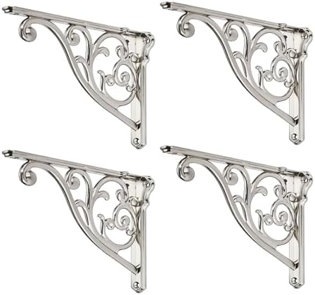 Shelf Brackets 6 Inch 4 Pack Heavy Duty Brushed Nickel Wall Bracket Victorian by khtumeware