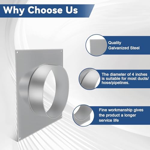4 Inch Galvanized Steel Duct Flange, Dryer Vent Wall Plate Adapter - Image 5