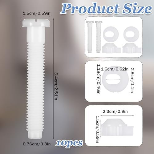 10Pcs Universal Plastic Toilet Seat Screws Replacement Kit Bolts Hinge Bolt - Image 2