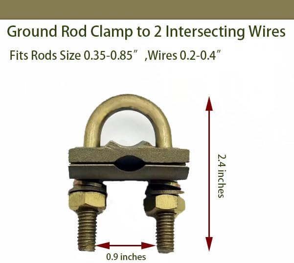 Ground Rod Clamp to 2 Intersecting Wires, Brass U Clamp Grounding Conduit - Image 2