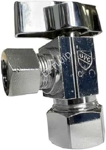 EZ-Fluid Heavy Duty 1/2" Nom. x 3/8" OD Comp Angle Stop Valve, 1/4 Turn Handle - Image 2