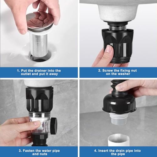 Bathroom Sink Drain Kit Flexible Expandable P-Trap Sink Drain Pipe - Image 3