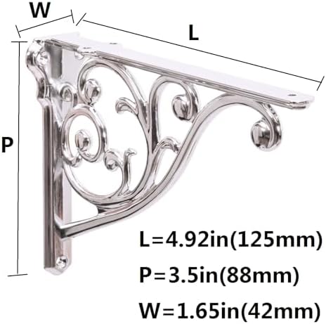 Khtumeware Polished Nickel Shelf Bracket 5 Inch, 4 Pack Small Decorative - Image 2