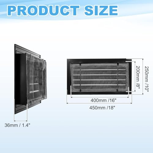 PATIKIL 10 x 18 Inch Gable Vent, 16 x 8 Inch Duct Opening Size - Image 2