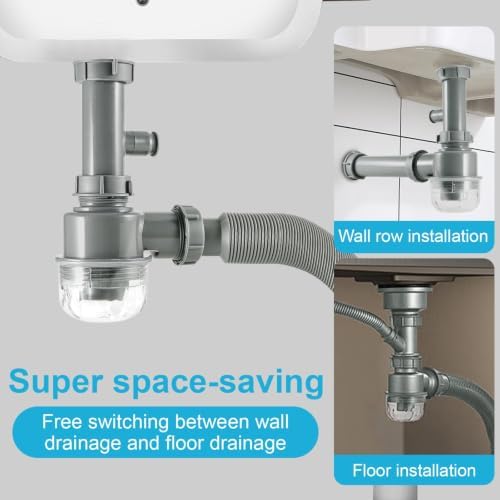 Kitchen Sink P-Trap Kit, 1-1/2 Inch Adjustable Drain Pipe - Image 3