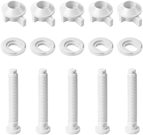 5 Pack Toilet Seat Screws Kit, Plastic Bolts Nuts & Washers - Image 2