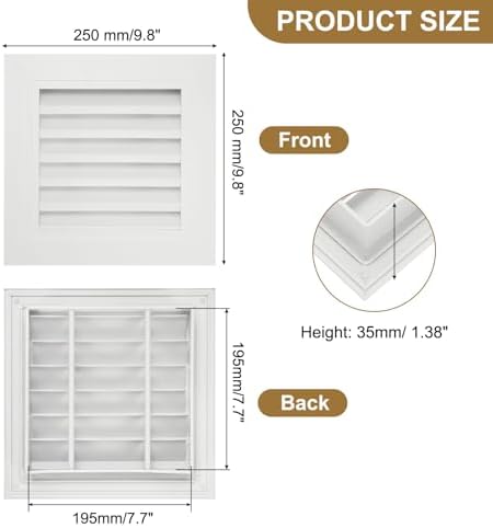 PATIKIL 8" x 8" Aluminum Return Grille, Air Supply Vent Cover Linear Bar - Image 2