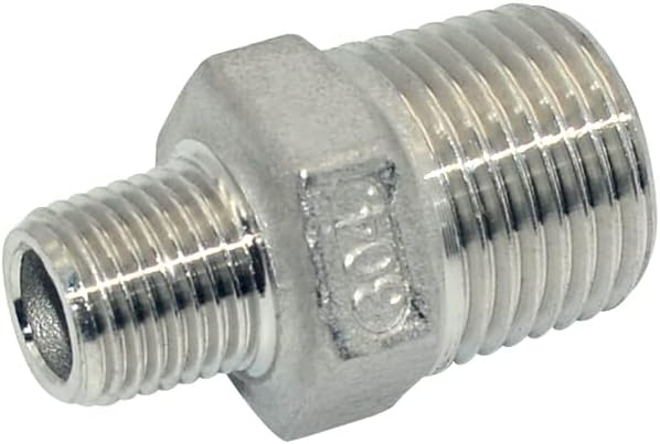 1/2" x 1/4" Male Threaded Reducing Nipple Fitting/Adapter, Stainless Steel - Image 3