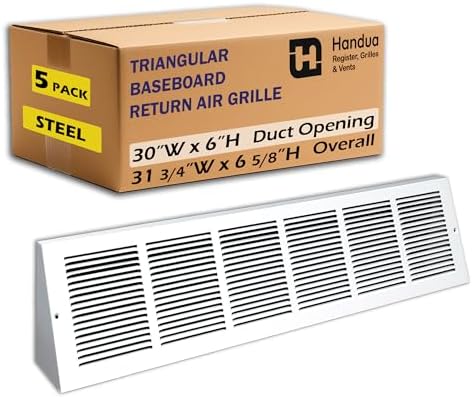 Fits 30x6 Duct Opening | Steel Triangular Baseboard Return Air Grille by Handua by Handua