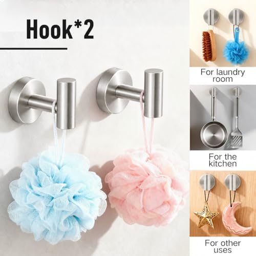 Silver 5 Pieces Bathroom Hardware Set, 16 Inch Bathroom Towel Holder, - Image 6