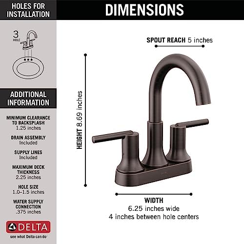 Delta Faucet Trinsic Oil Rubbed Bronze Bathroom Faucet, Bathroom Sink Faucet - Image 3