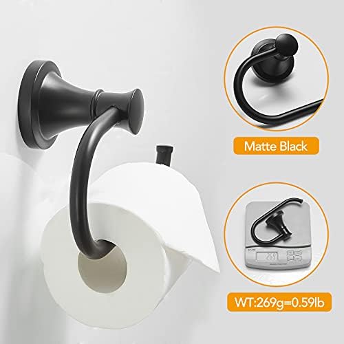 BESy Toilet Paper Holder Wall Mount Bathroom Tissue Roll Holder Matte Black - Image 5