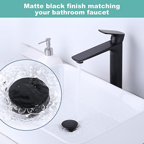 Bathroom Sink Drain Without Overflow, ARCORA Matte Black Pop Up Drain - Image 5