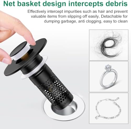 Bathroom Sink Drain Strainer, Universal Pop-Up Sink Stopper Hair Catcher - Image 6