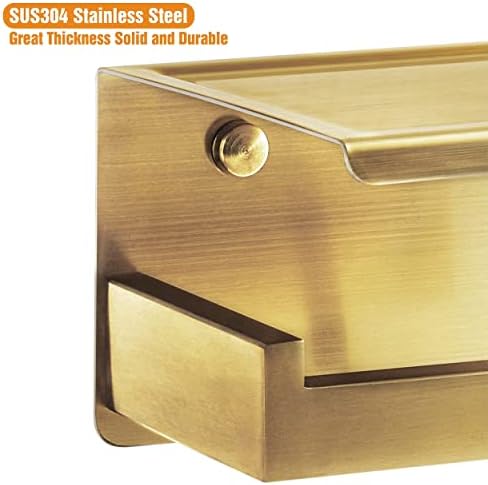 HITSLAM Toilet Paper Holder Brushed Brass, Adhesive Wall Mount, No Wobble - Image 6